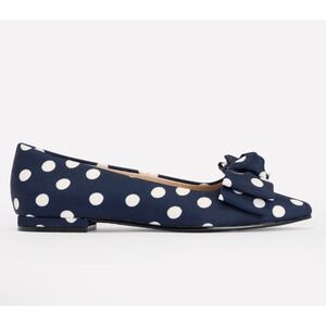 Boden Chisel Toe Navy White Polka Dot Bow Pointed Toe Flats A1946 40